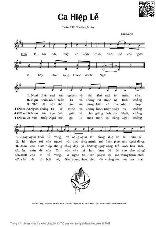 Sheet nhạc PDF bài Ca Hiệp Lễ (Chúa Nhật tuần 13)