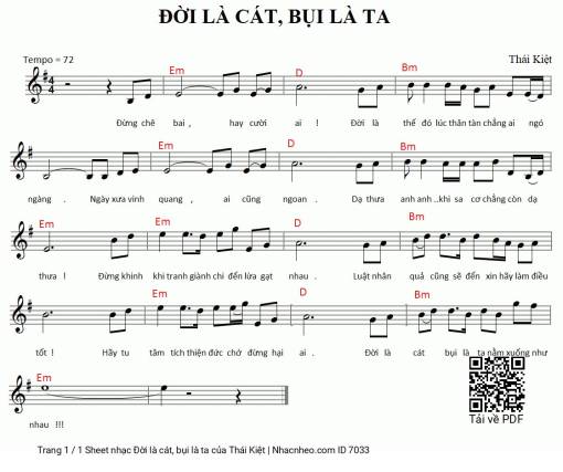 Sheet nhạc PDF bài Đời là cát, bụi là ta