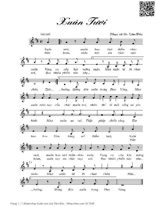 Sheet nhạc PDF bài Xuân tươi - Tâm Đức