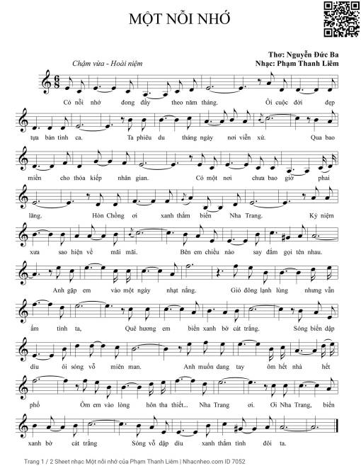 Một nỗi nhớ - Phạm Thanh Liêm