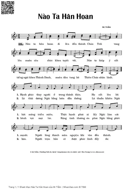 Sheet nhạc PDF bài Nào Ta Hân Hoan