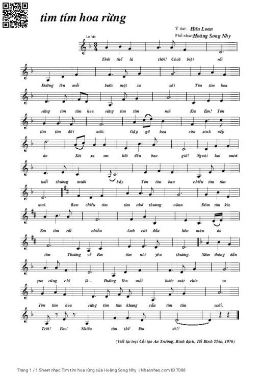 Sheet nhạc PDF bài Tim tím hoa rừng