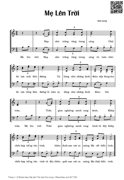 Sheet nhạc PDF bài Mẹ Lên Trời