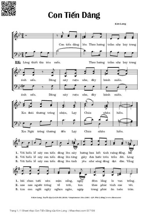 Sheet nhạc PDF bài Con Tiến Dâng