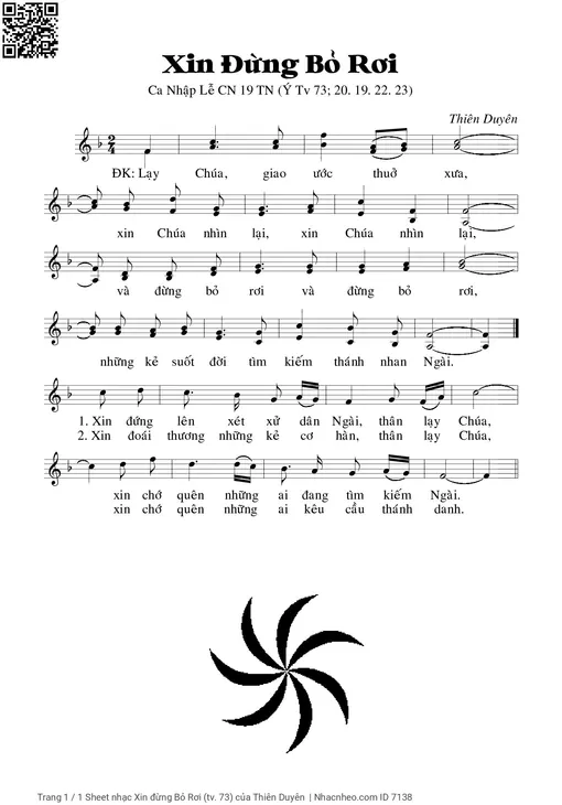 Sheet nhạc PDF bài Xin đừng Bỏ Rơi (Thánh vịnh 73)