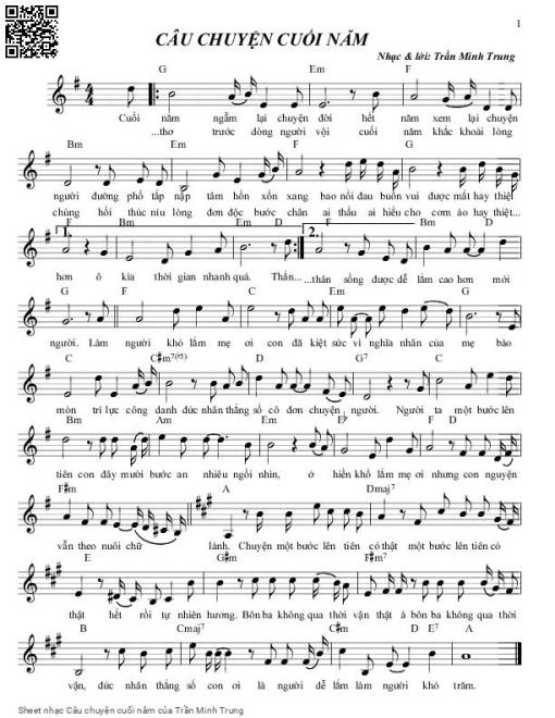Sheet nhạc PDF bài Câu chuyện cuối năm