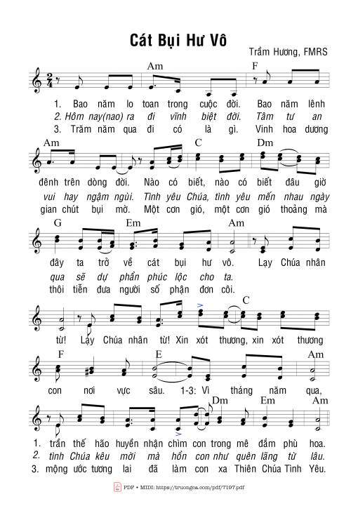 Sheet nhạc PDF bài Cát Bụi Hư Vô