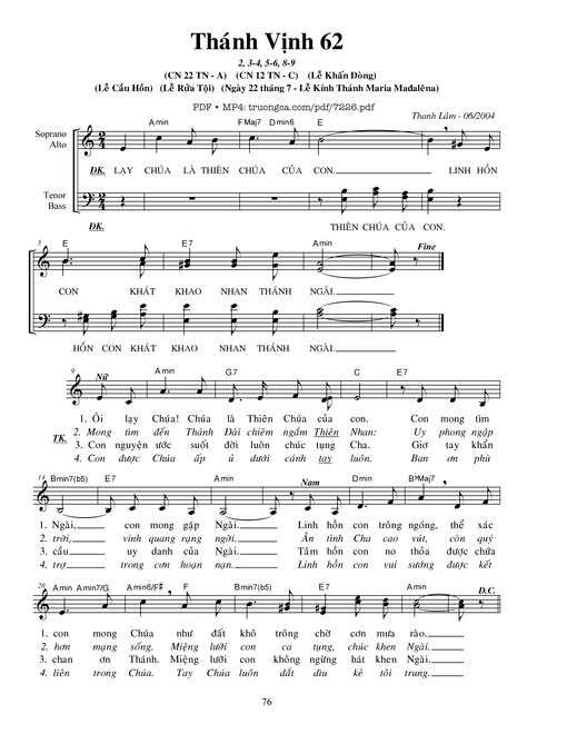 Sheet nhạc PDF bài Lễ Khấn Dòng (Thánh Vịnh 62)