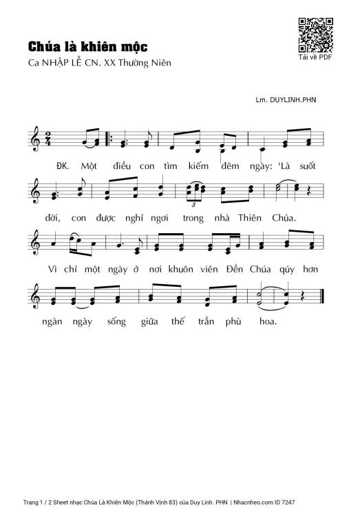 Sheet nhạc PDF bài Chúa Là Khiên Mộc (Thánh Vịnh 83)