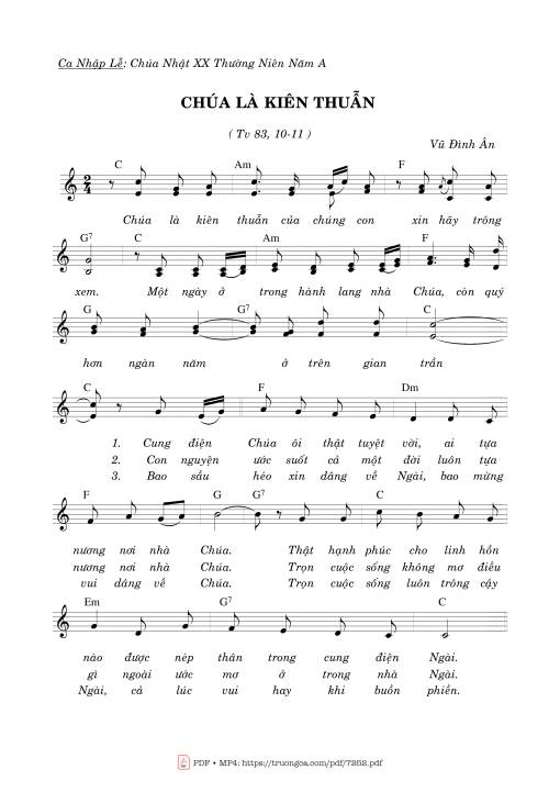 Sheet nhạc PDF bài Lòng Tin Chúa (Thánh Vịnh 83)