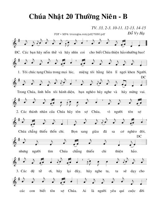 Chúa Nhật 20b Thường Niên (Thánh Vịnh 33) *