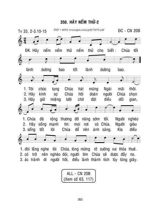 Sheet nhạc PDF bài Hãy Nếm Thử 2 (Thánh Vịnh 33)