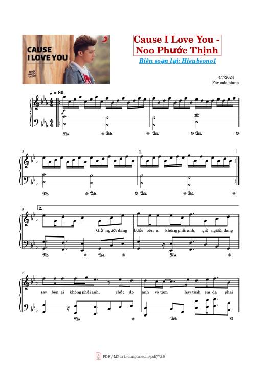 Sheet nhạc PDF bài Cause I love you