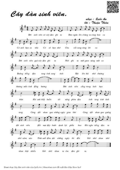 Sheet nhạc PDF bài Cây đàn sinh viên