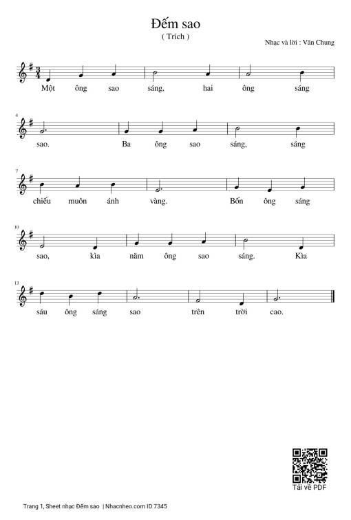 Sheet nhạc PDF bài Một ông sao sáng hai ông sáng sao