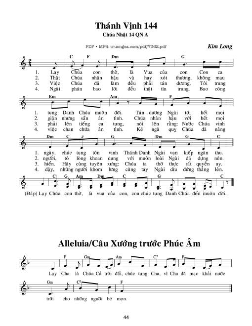 Chúa Nhật 14a Thường Niên (Thánh Vịnh 144)