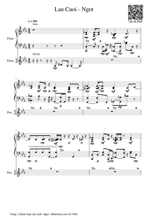 Sheet nhạc PDF bài Lần cuối Piano đệm hát