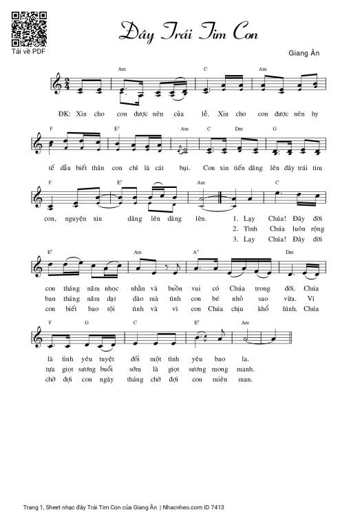 Sheet nhạc PDF bài đây Trái Tim Con