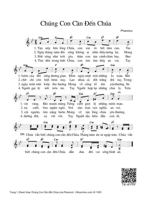 Sheet nhạc PDF bài Chúng Con Cần đến Chúa