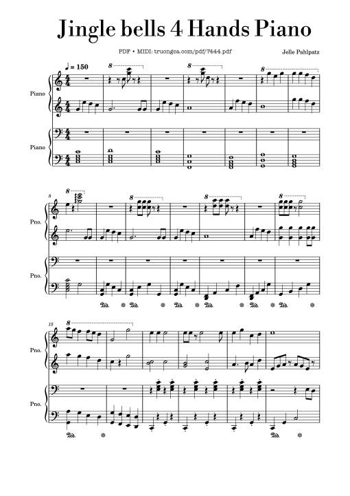 Sheet nhạc PDF bài Jingle bells piano easy for 2 piano