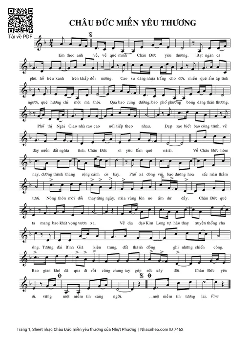Sheet nhạc PDF bài Châu Đức miền yêu thương