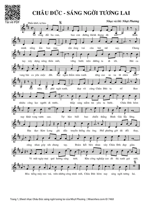 Sheet nhạc PDF bài Châu Đức sáng ngời tương lai