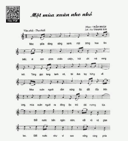 Sheet nhạc PDF bài Một Mùa Xuân Nho Nhỏ