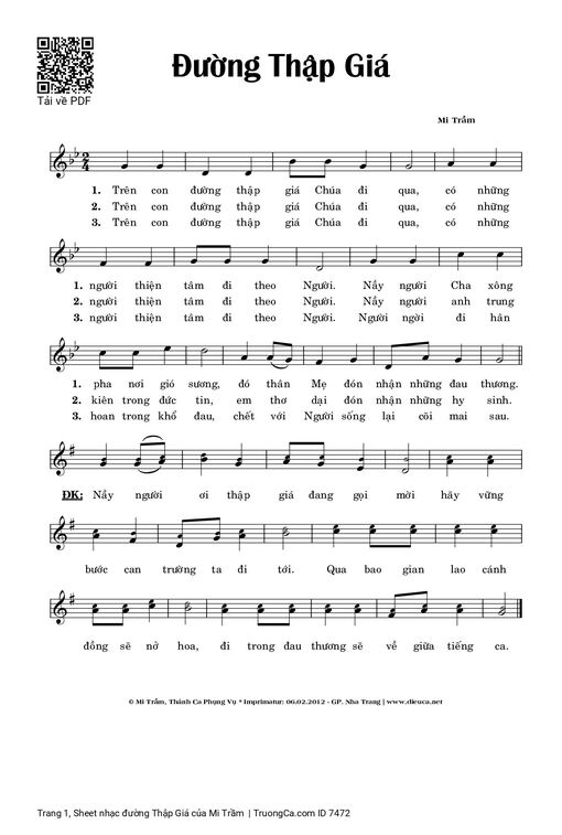 Sheet nhạc PDF bài Đường Thập Giá