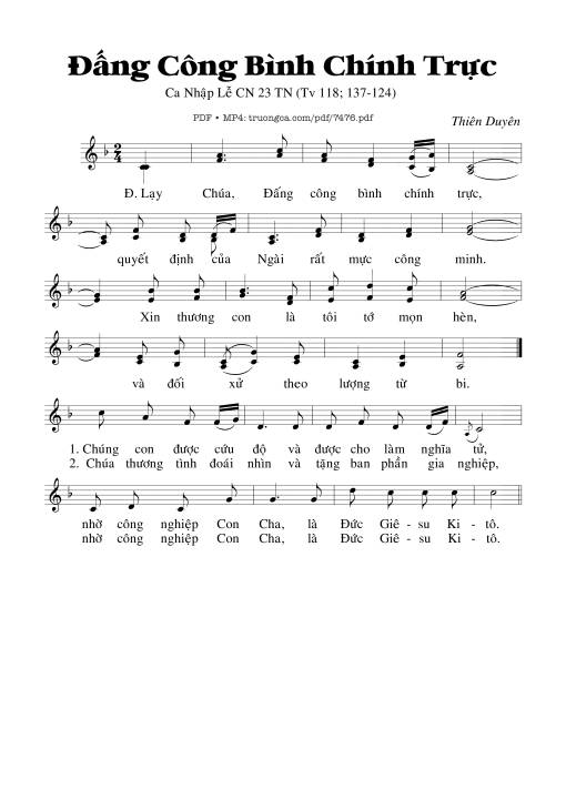 Sheet nhạc PDF bài đấng Công Bình Chính Trực (Thánh Vịnh 118)
