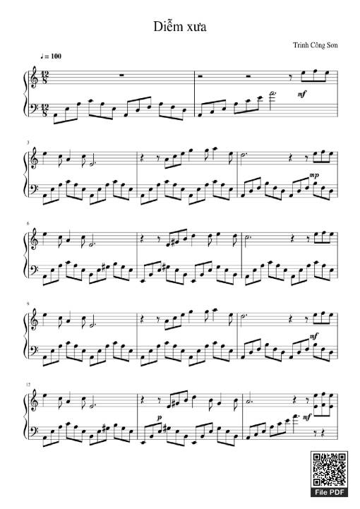 Diễm xưa Piano solo