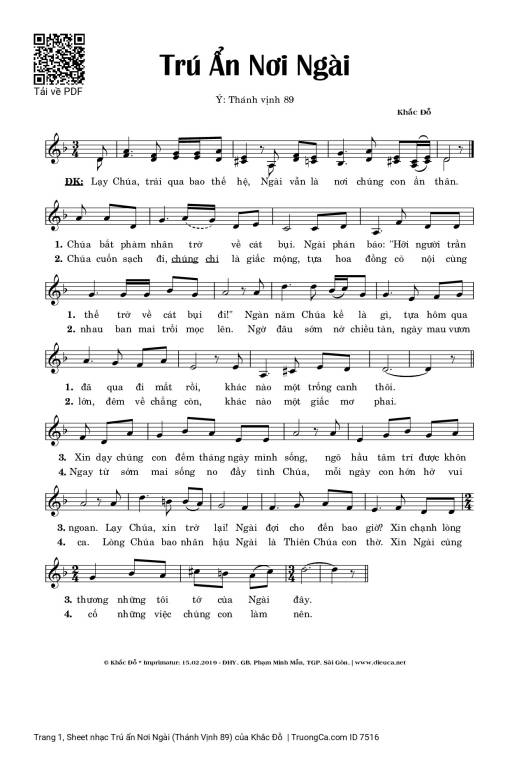 Sheet nhạc PDF bài Trú ẩn Nơi Ngài (Thánh Vịnh 89)