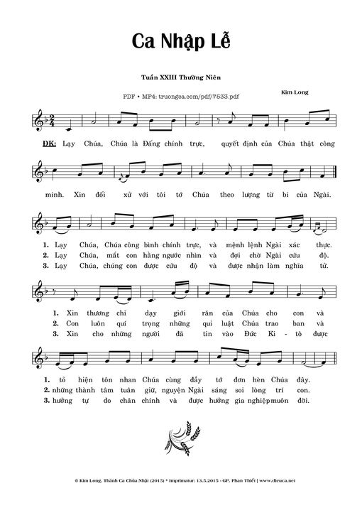 Ca Nhập Lễ 23 Thường Niên