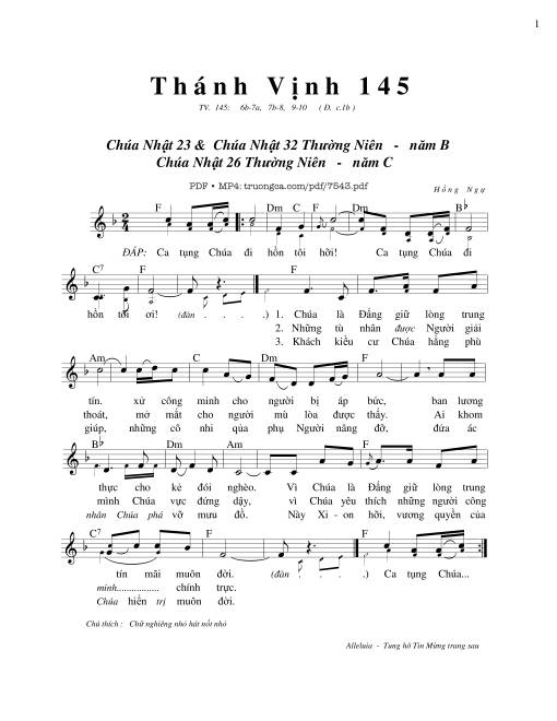 Chúa Nhật 23b Thường Niên (Thánh Vịnh 145) *