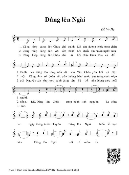 Sheet nhạc PDF bài Dâng Lên Ngài