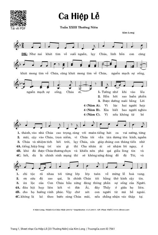 Sheet nhạc PDF bài Ca Hiệp Lễ (23 Thường Niên)