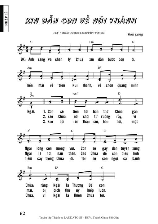 Sheet nhạc PDF bài Xin Dẫn Con Về Núi Thánh