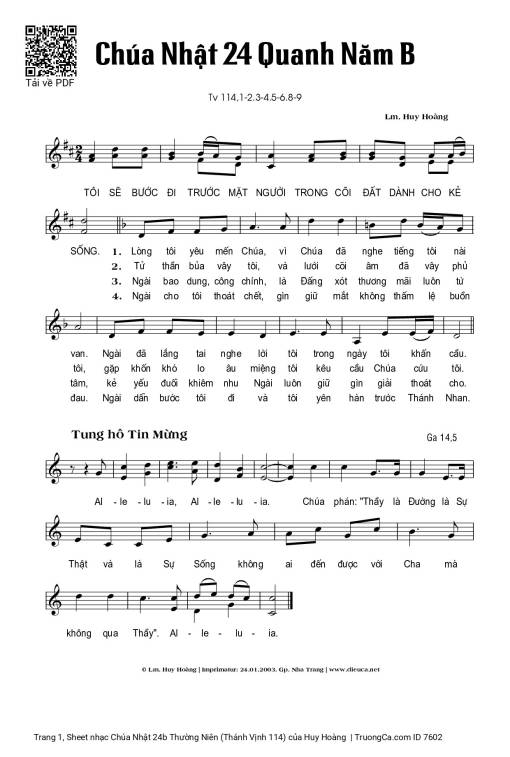 Chúa Nhật 24b Thường Niên (Thánh Vịnh 114)