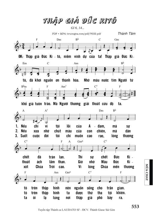 Sheet nhạc PDF bài Thập Giá đức Kitô (gl. 6)
