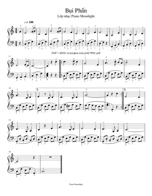 Sheet nhạc PDF bài Bụi Phấn sheet Piano cover