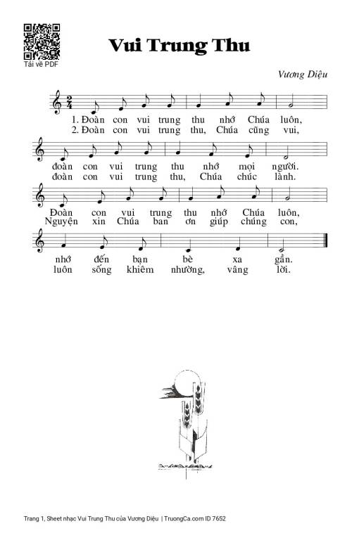 Sheet nhạc PDF bài Vui Trung Thu - Vương Diệu