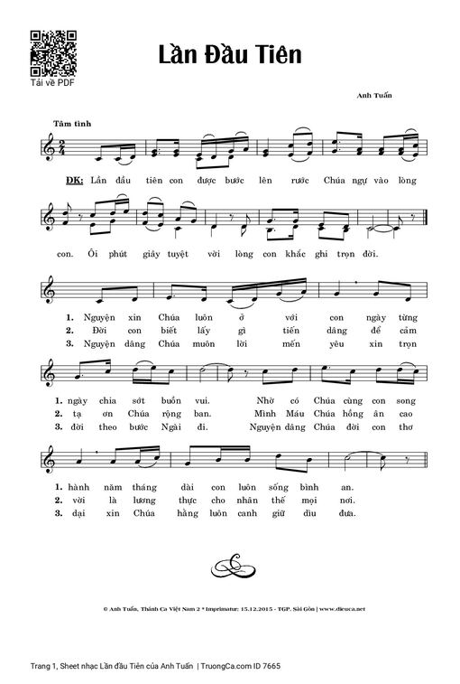 Sheet nhạc PDF bài Lần đầu Tiên