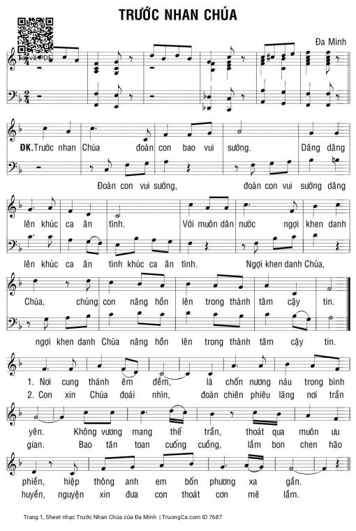 Sheet nhạc PDF bài Trước Nhan Chúa