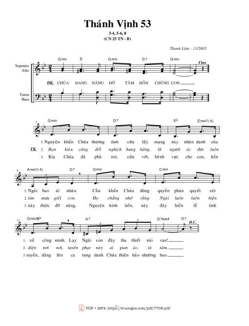 Sheet nhạc PDF bài Chúa Nhật 25b Thường (Thánh Vịnh 53)