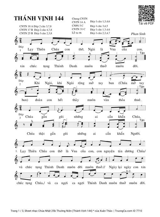 Chúa Nhật 25b Thường Niên (Thánh Vịnh 144)