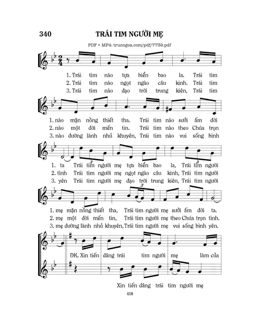 Sheet nhạc PDF bài Trái Tim Người Mẹ