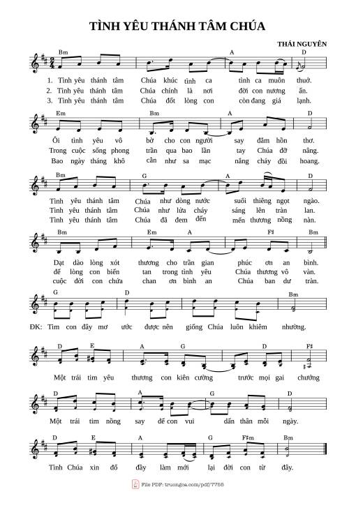 Sheet nhạc PDF bài Tình Yêu Thánh Tâm Chúa