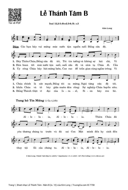 Sheet nhạc PDF bài Lễ Thánh Tâm - Năm B (is. 12)