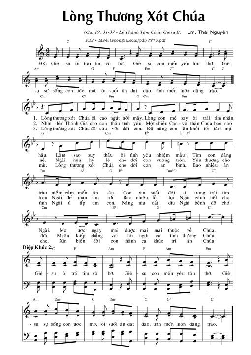 Sheet nhạc PDF bài Lòng Thương Xót Chúa (ga. 19)
