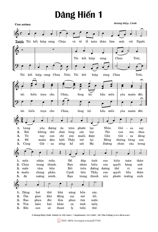 Dâng Hiến 1 - Hoàng Diệp