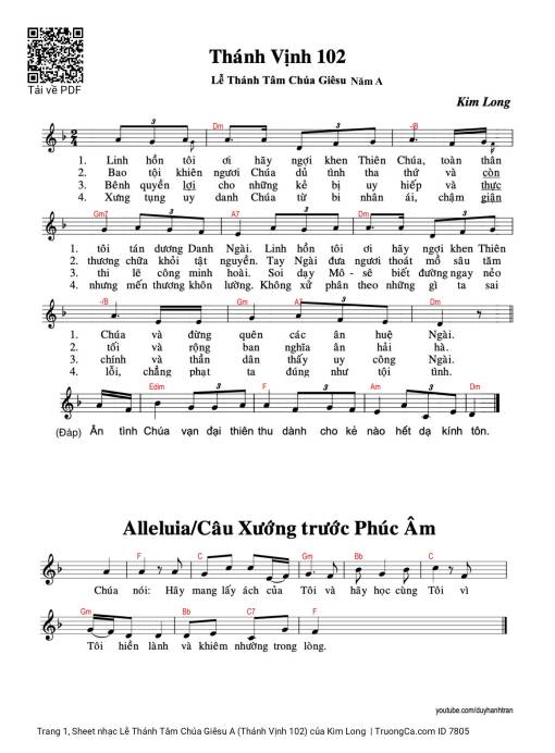 Sheet nhạc PDF bài Lễ Thánh Tâm Chúa Giêsu A (Thánh Vịnh 102)